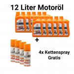 12 x 1 Liter Repsol Motorrad Motoröl MOTO SINTETICO 4T 10W40 + 4x Repsol Qualifier Moto Chain 400 ml gratis